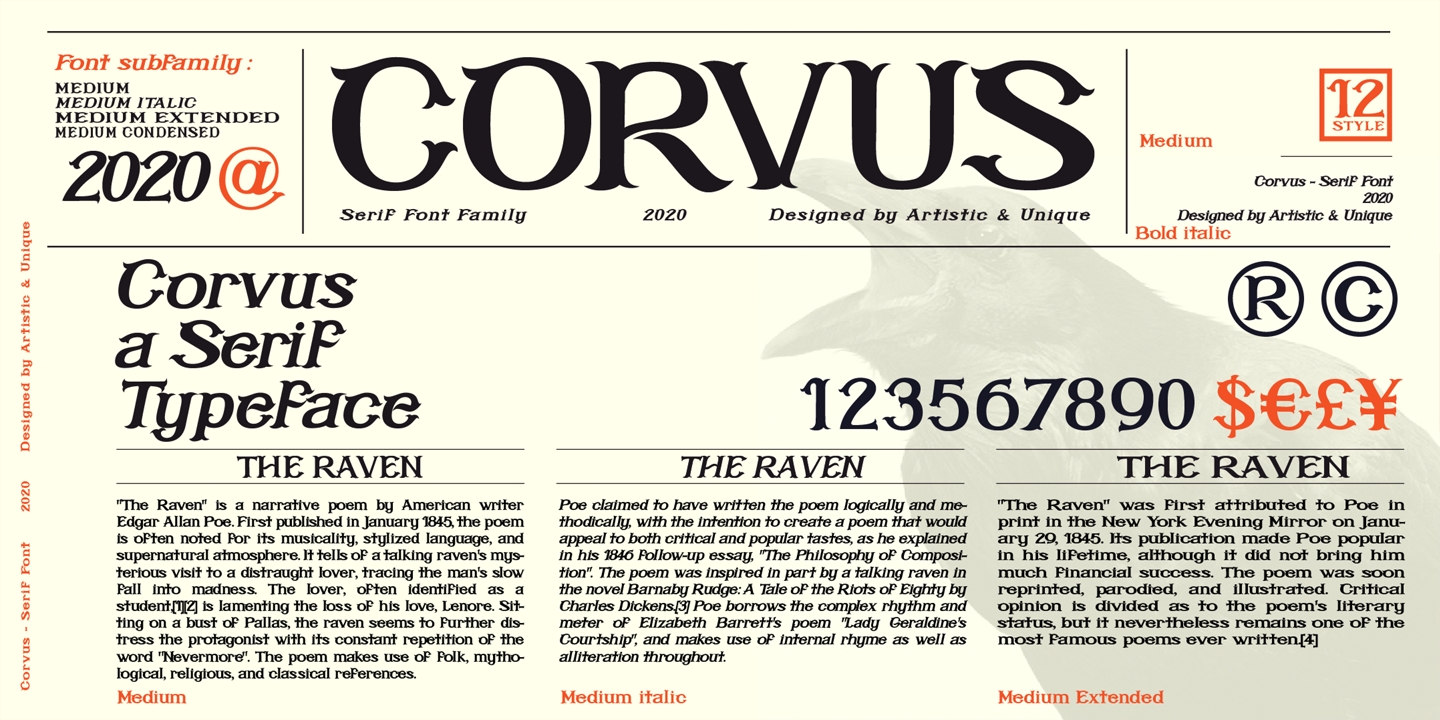 Corvus Light Condensed Font preview